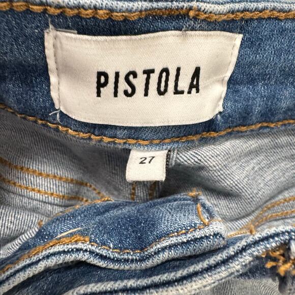 Pistola Women's Blue Mid Rise Stretch Crop Cotton Blend Skinny Jeans Size 27 - Picture 7 of 9